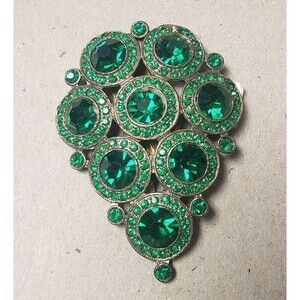 Vintage 1930s Emerald Green Glass Fur Clip Dress Clip Art Deco Czech